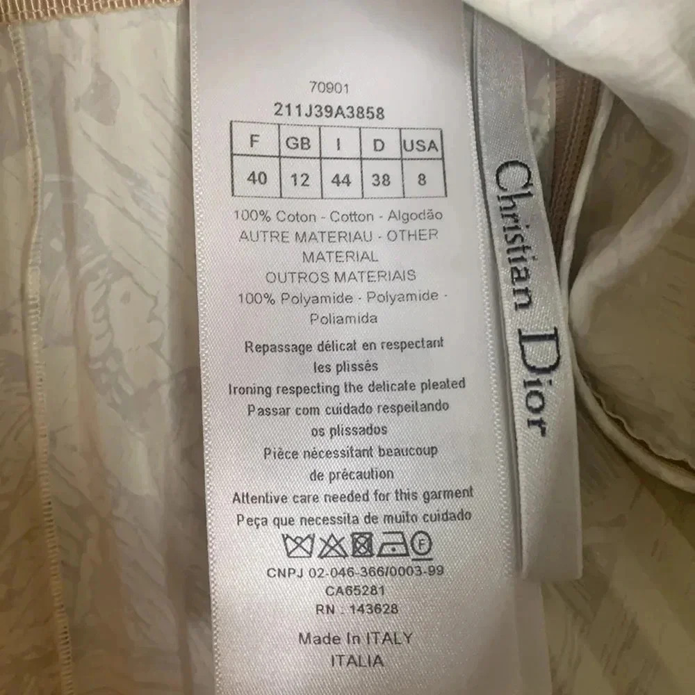 EUC CHRISTIAN DIOR womens pleated mid length skirt in bone and light lavender 8 - Picture 6 of 9